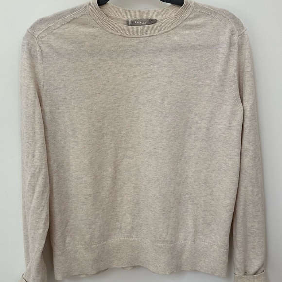 Everlane 100% Cotton Crewneck Sweater Cream - Picture 2 of 5